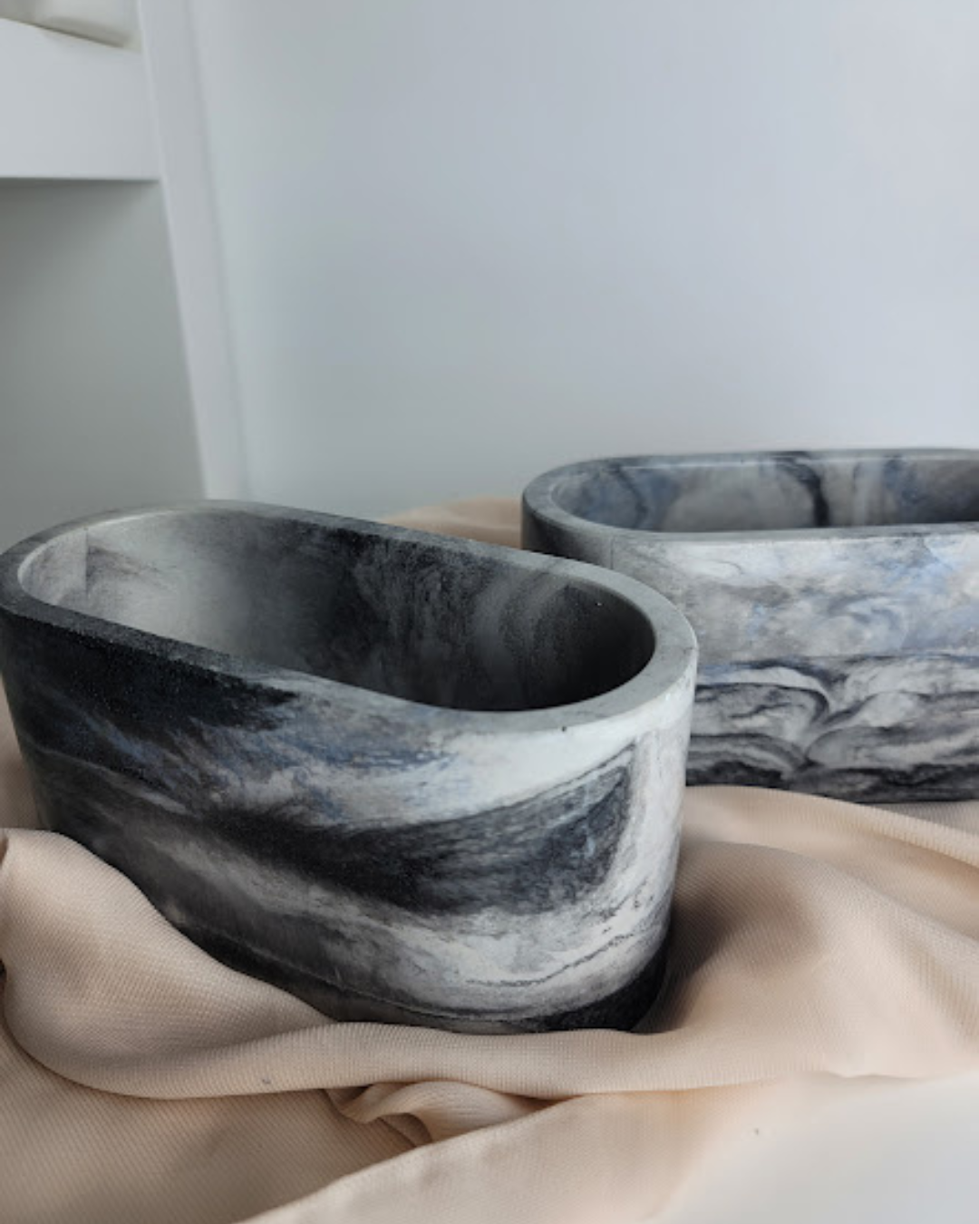 4 sealed Concrete Vessels | Marble | 12oz Candle Vessel