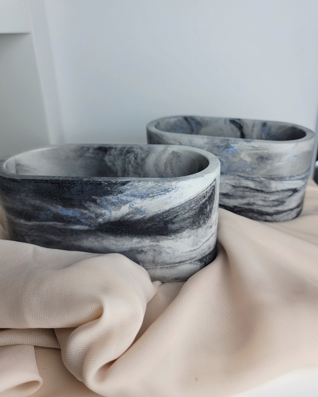 4 sealed Concrete Vessels | Marble | 12oz Candle Vessel