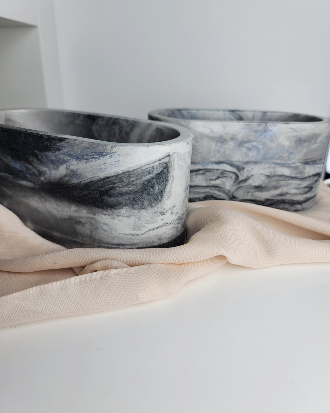 4 sealed Concrete Vessels | Marble | 12oz Candle Vessel